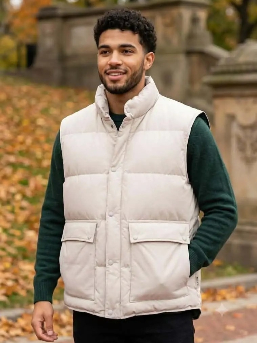 Eddie Bauer Men's L Tall Down Puffer Vest Insulated Lined Snap/Zip Pockets